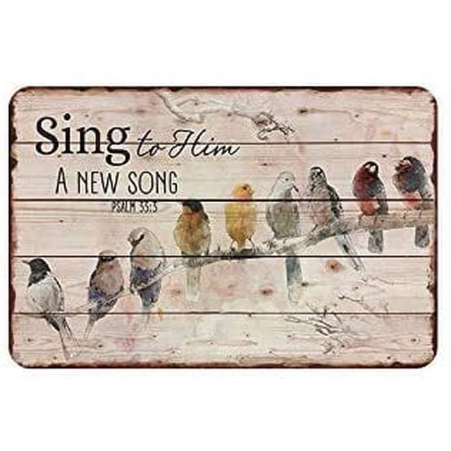 FemiaD - Letrero de metal vintage con diseño de pájaros cantando, divertido y novedoso, para pared, para el hogar, el baño y la cafetería. Tamaño: 8 x 12 pulgadas