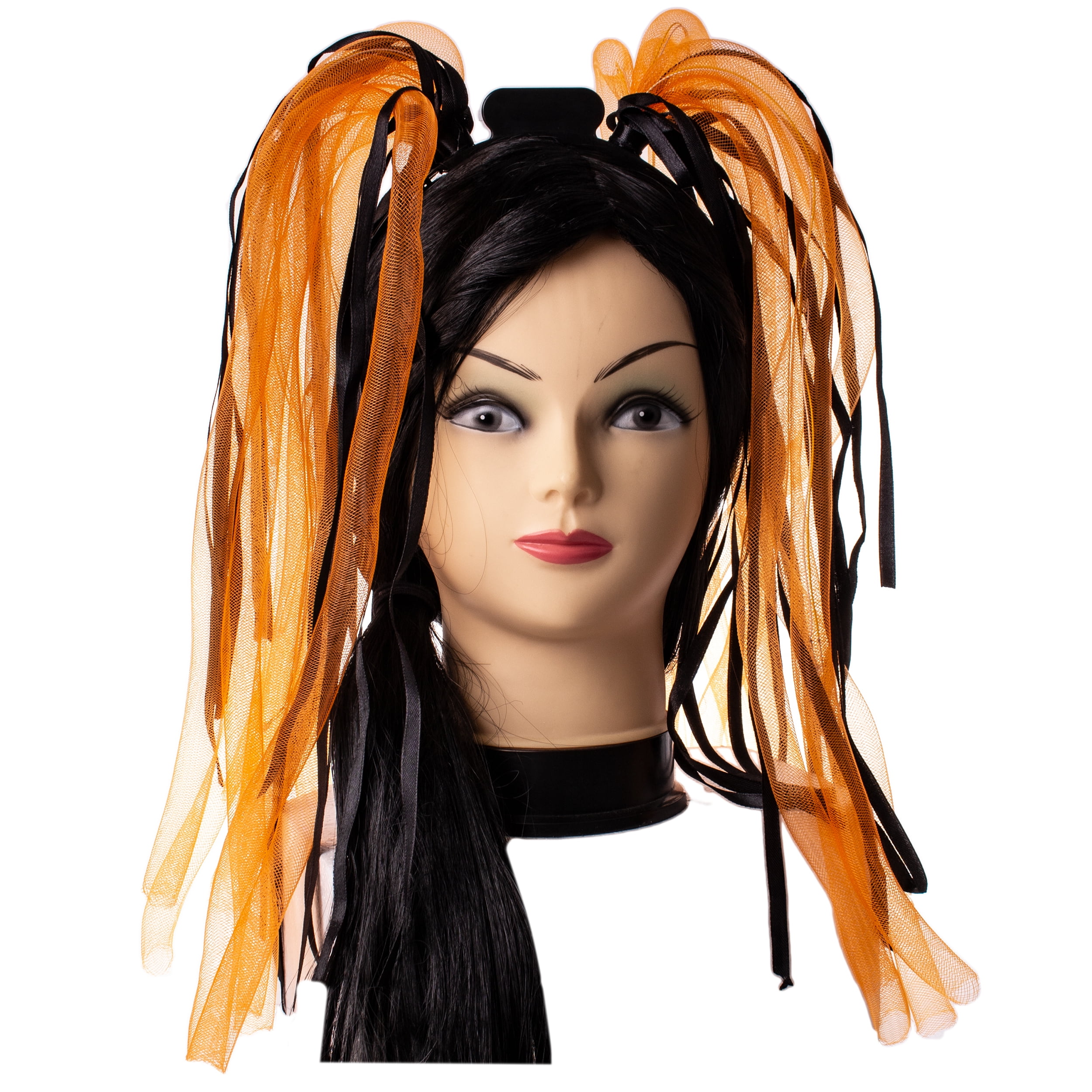 Light Up Flashing Ribbons Hair Noodle LED Headband, Orange Black, One