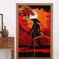thumbnail image 2 of Doorway Drape Split Curtains, Fantasy Dragon Samurai Room Divider Privacy Door Curtains, 34" x 56", 2 of 6