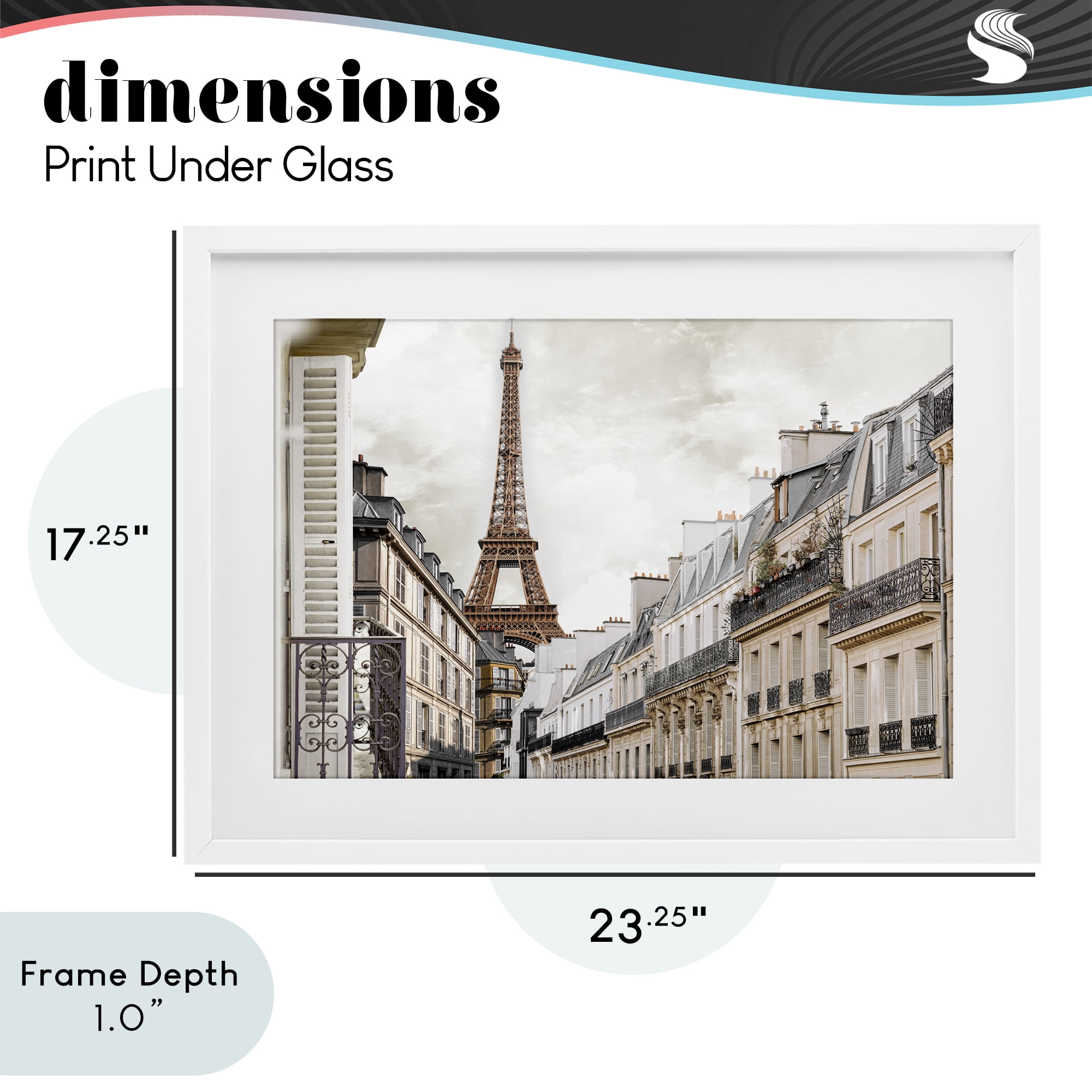 Stupell Industries Eiffel Tower Through Parisian Balconies White Framed Print Under Glass, design by CAD Designs
