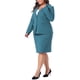 thumbnail image 4 of Conjunto de traje de blazer y falda lápiz de dos piezas de talla grande Agnes Orinda con solapa muesca y botones 2X azul lago, 4 of 6