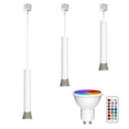 thumbnail image 1 of FSLiving J Type Linear Track Lighting, Focused Adjustable LED Spotlight Remote Control, Color Changing RGB Tunable White GU10 Timer Bulb Mini Lights Juno Track Mounted for Studio Shopwindow, White, 1 of 8