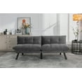 thumbnail image 5 of 70.87" W Velvet Sofa Bed with Wood Frame and Iron Legs, Modern Soft Upholstered Loveseat with Adjusetable Armrest and Backrest, Leisure Bed Lounge for Apartment, Office, LIGHT GREY, 5 of 9