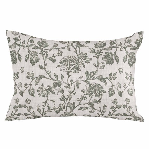 Sage Green Leaf Throw Pillow Cover 16 x 24 Inch Decorative Pillow Cover Retro Farmhouse Plant Floral Branch Lumbar Pillowcase Seasonal Rectangle Cushion Case for Couch Sofa Bed Living Room
