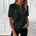 thumbnail image 2 of Rhuody Womens T Shirts Short Sleeve Solid Color Zip Front Crewneck Tee Durable Wear Green, 2 of 4