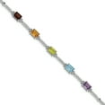 thumbnail image 1 of 925 Sterling Silver Multi Gemstone Diamond Tennis Bracelet, 1 of 7