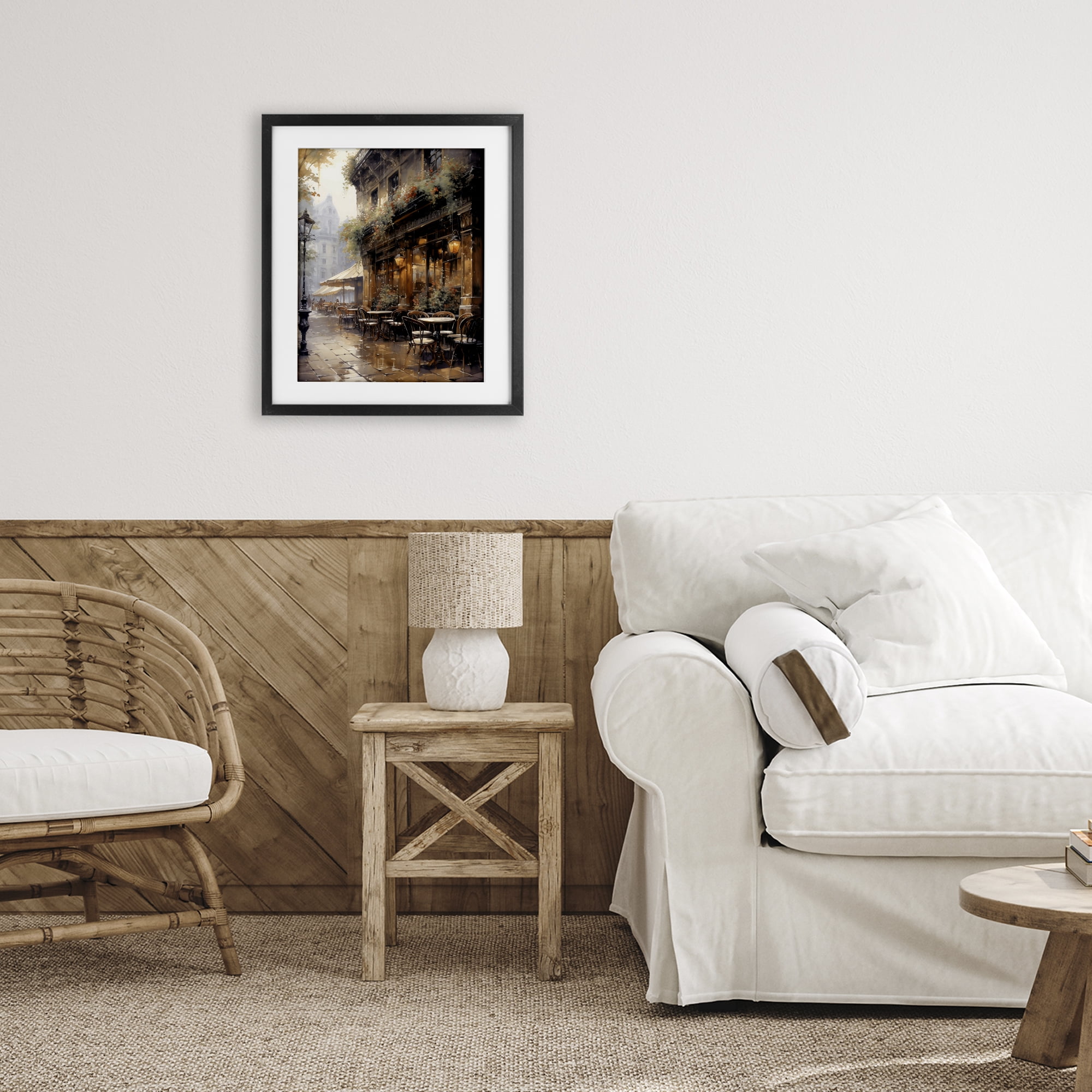 Stupell Industries Paris Street Cafe in Rain Black Framed Print Under Glass, design by Creative Studio
