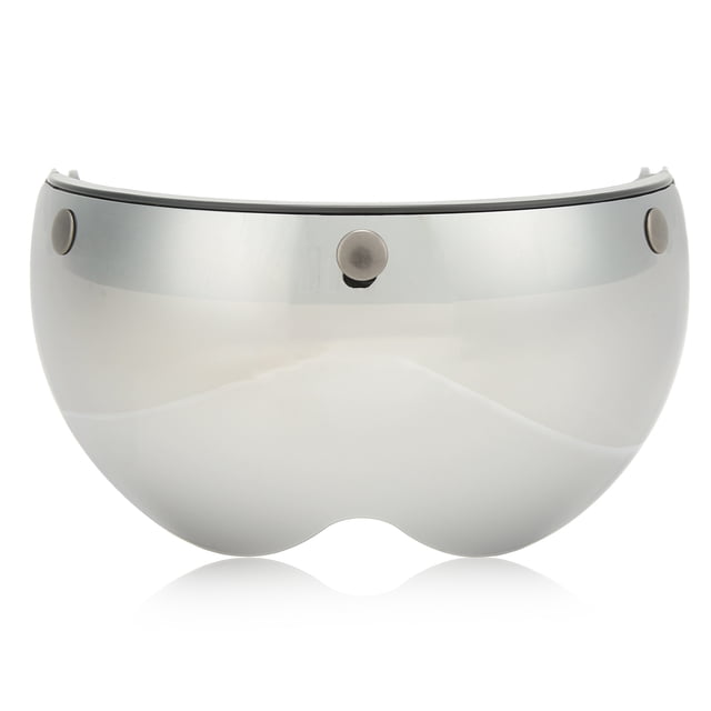 Helmet Visor, Universal Large View Motorcycle Helmet Visor Retro Style Metal Snap Adjustable Buckle Sandproof For Riding Silver