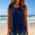 thumbnail image 5 of Gamivast Sleeveless Tank Tops for Women Crewneck Shirts with Chest Pockets Casual Loose Fit Summer Blouses Basic Solid Color Tunic Tees for Daily Office Business Wear Navy L, 5 of 8