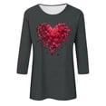 thumbnail image 4 of Jienlioq Chandail en Molleton de la Saint-Valentin pour Femmes Imprimé Décontracté Col Rond Manches 3/4 Gris Foncé 2TG, 4 of 4