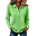 thumbnail image 2 of Women's Polo Shirts Golf Henely Button Down Tops Collared 3/4 Sleeve Tunic Work Blouses Plain Lightweight Clothes Fluorescent Green L, 2 of 6