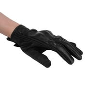 Non-Perforated Leather Full Finger Motorcycle Gloves Motorbike Moto Racing Windproof Protecting Gloves Black
