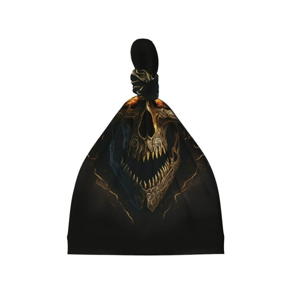 Balery Metal Evil Skull Pattern Baby Beanie, Knotted Baby Hat, Infant Hat, Newborn Beanie, Adjustable Beanie, Baby Cap, Newborn Headwear