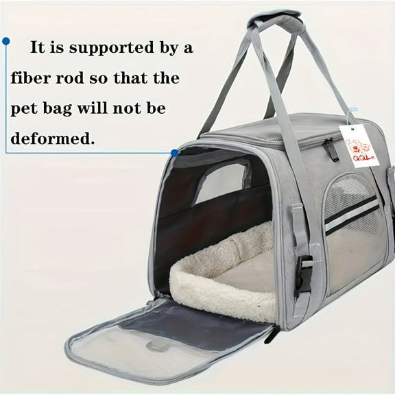 Premium Pet Carrier  QQLe Premium Collapsible Soft-Sided Pet Carrier | Airline-Approved, Spacious 16lb Capacity for Large Cats Small Dogs, Breathable