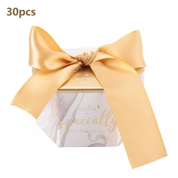 Gift Candy Box, 30 Pcs Candy Box Paper Gift Boxes with Ribbon Wedding Favors Baby Bridal Shower Birthday Party Boxes Supplies(golden)
