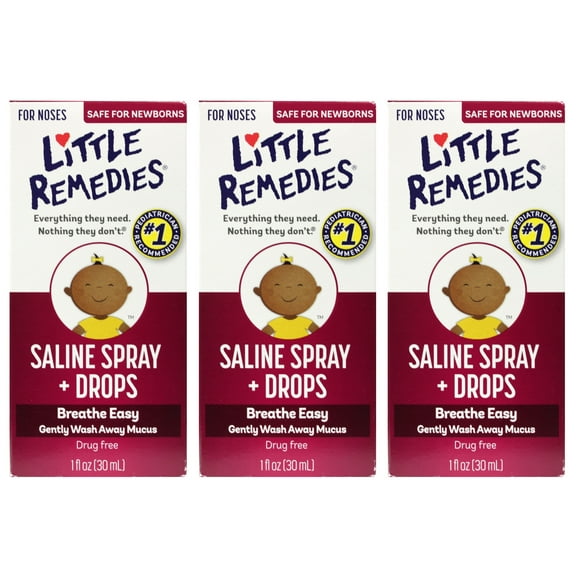 Little Remedies Saline Spray Drops For Dry Or Stuffy Noses - 1 Oz, 3 Pack