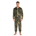 thumbnail image 3 of FORMRS Onesies Pajama for Adults Unisex Hoodie Winter Jumpsuit One Piece Sleepwear, Sizes S-2XL, Brown Floral Rabbits Pattern, 3 of 7