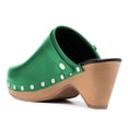 thumbnail image 3 of YDN Women Classic Closed Round Toe Mules Platform Mid Heels Slip On Buckle Strap Studded Sandals Casual Party Daily Outfit Shoes Size 15 Green, 3 of 4