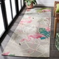 thumbnail image 4 of SAFAVIEH Barbados Flamingos Outdoor Runner Rug, Grey/Pink, 2'8" x 10'5", 4 of 8