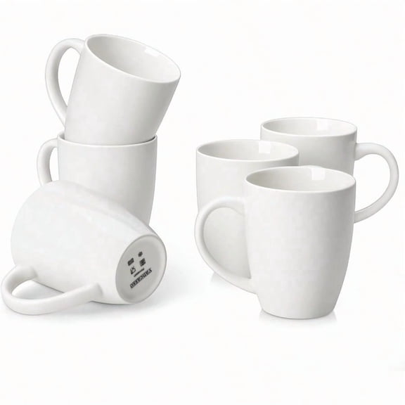 White Ceramic Coffee Mug Set of 6 16 Oz Tea Cups with Handle for Latte Tea Cappuccino Milk Cocoa MicrowaveDishwasher Safe