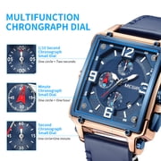 MEGIR Men's Watch Chronograph Clock Luxury Square Quartz Luminous Waterproof Calendar Wristwatch