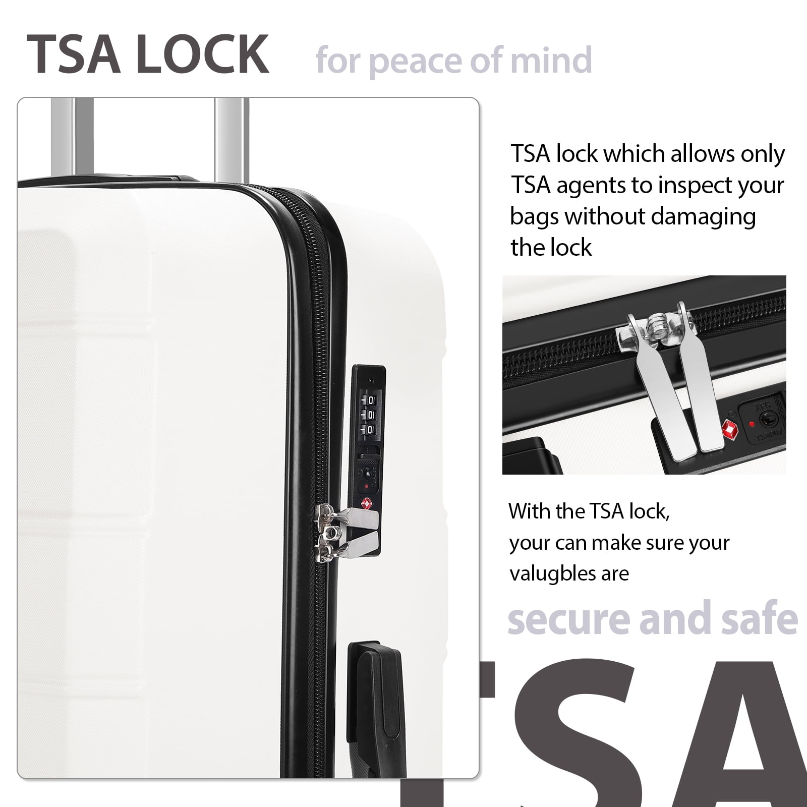 Luggage 3-Pieces Set Travel Rolling Wheels with TSA lock Lvory 20"24"28"