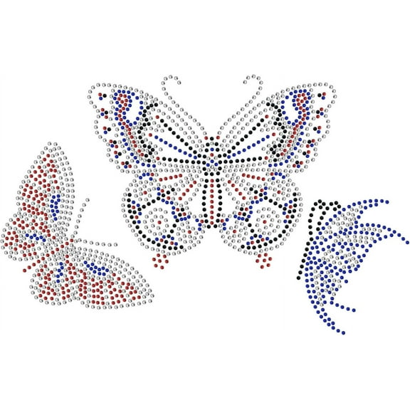Butterfly Bling Rhinestone Iron on Transfers Clear Crystal Rhinestone Template for Clothes Bags Pants DIY Transfer Iron On Decals Patches for Clothing T Shirts Pants Hoodies Bags Decor