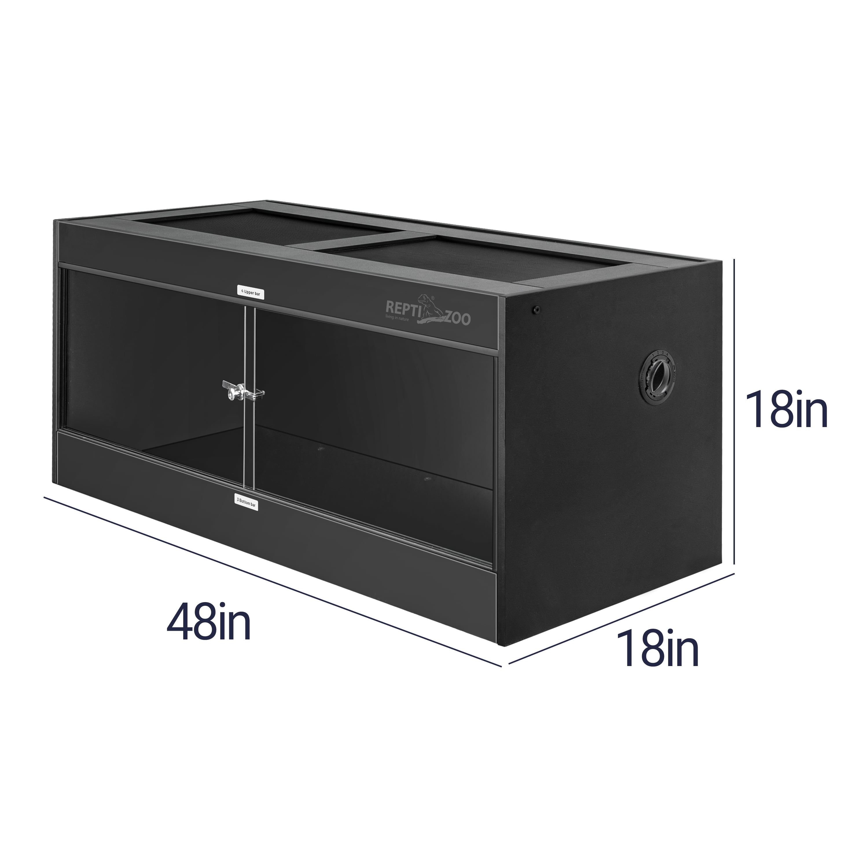 REPTIZOO 64 Gallon PVC Reptile Enclosure, 48x18x18 Reptile Terrariums Tanks with Glass Sliding Door