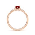 thumbnail image 2 of ANGARA Lab Grown 1 Ct Vintage Style Ruby Engagement Ring with Leaf Motifs for Women in 14K Rose Gold (Size-7x5mm) | July Birthstone, Anniversary, Jewelry Gift for Women | Lab-Grown Ruby Ring, 2 of 7