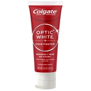 (2 pack) Colgate Optic White Stain Fighter Clean Mint Paste Teeth Whitening Anticavity Toothpaste, 3.8 oz