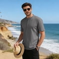 thumbnail image 2 of Fexilor Men's Short Sleeve Henley Shirts,Textured Jacquard Casual Button-Up Tops, 2 of 7