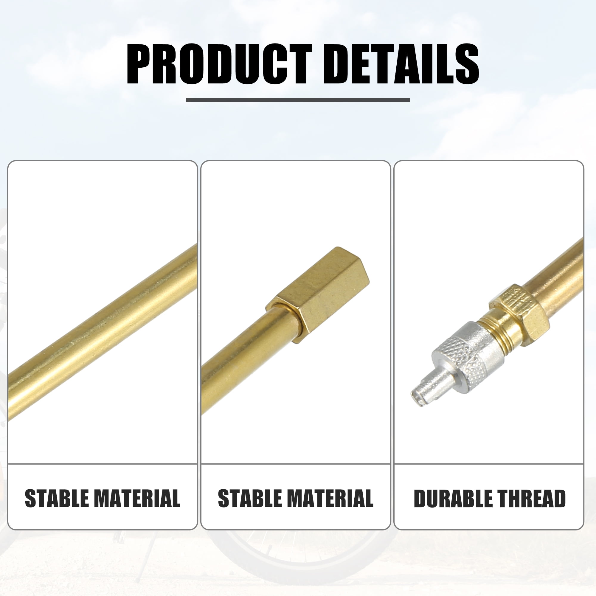 Unique Bargains 4pcs 1.97" Brass Tire Valve Extender Stem Extension Inflation Stright Pole