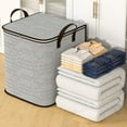 thumbnail image 3 of Ozmmyan Large Portable Non-woven Foldable Zipper Closet Organizer, Gray, 3 of 7