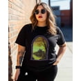 thumbnail image 3 of T Shirts for Women Short Sleeve Cotton Crewneck T-Shirt, Retro Castle Autumn Scene Tee Tops Casual Basic T-Shirts, XS-5XL Black 4XL, 3 of 7