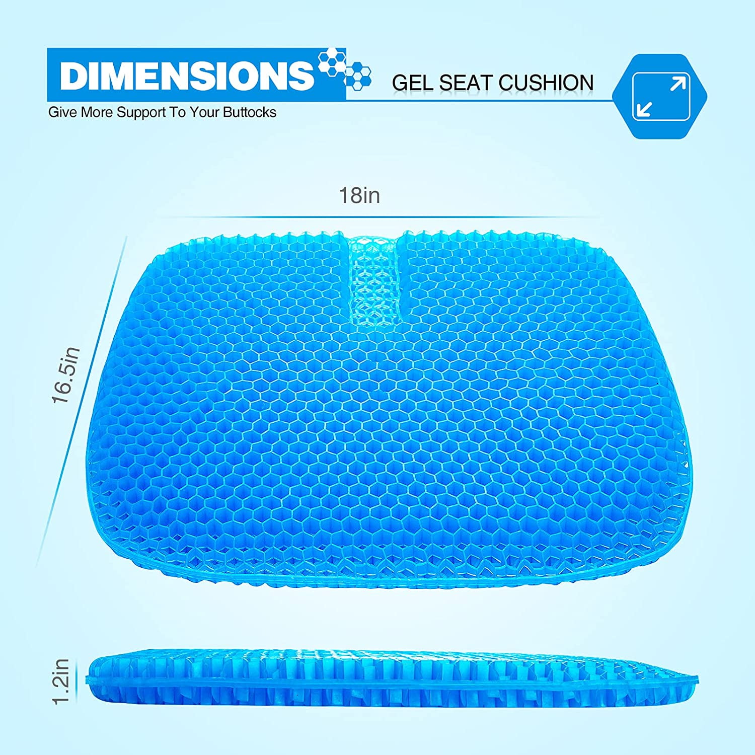 Tektrum Portable Foldable Cool Gel Orthopedic Seat Cushion with Handle for  Travel, Airplane, Car, Home, Office, Chairs, - Relief for Tailbone