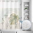 thumbnail image 2 of No Hook Shower Curtain, Summer Palm Leaves Shower Curtains for Bathroom with See Through Top Window, Green Botanical Tropical Plant Waterproof & Washable Bath Curtain 60"x72", 2 of 9