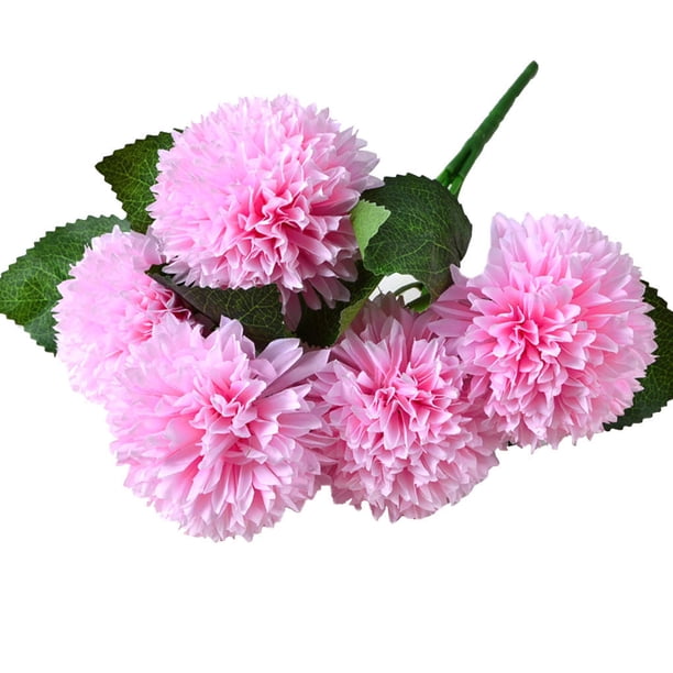Ramo de flores artificiales de 5 cabezas, ceremonia de fiesta de boda, decoración floral, tela de seda, flor falsa con hojas, rosa claro kenally HA6561-06B