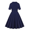 thumbnail image 3 of Ovzne Robes pour Femmes Robe Mode Été Décontractée Col en V Boutons-Pression Manches Courtes Robe Unie Printemps Robe Manches Courtes Liquidation, 3 of 6