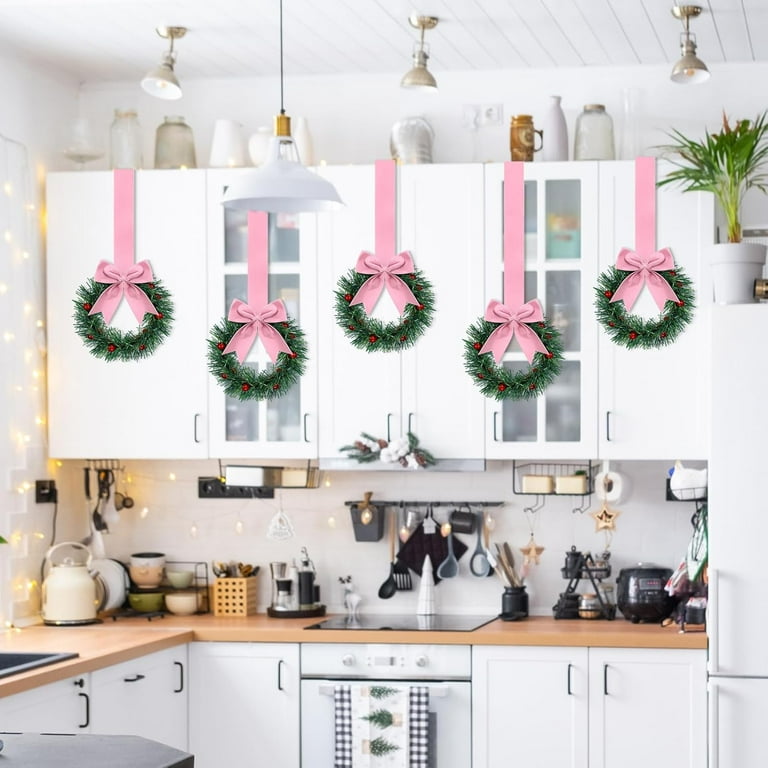XEAZO 12 Pcs Christmas Kitchen Cabinet Wreaths with Ribbon Mini Christmas Wreath Small Kitchen Cabinet Xmas Decor for Window, Fireplace, Front Door, Table Decorations - Walmart.com