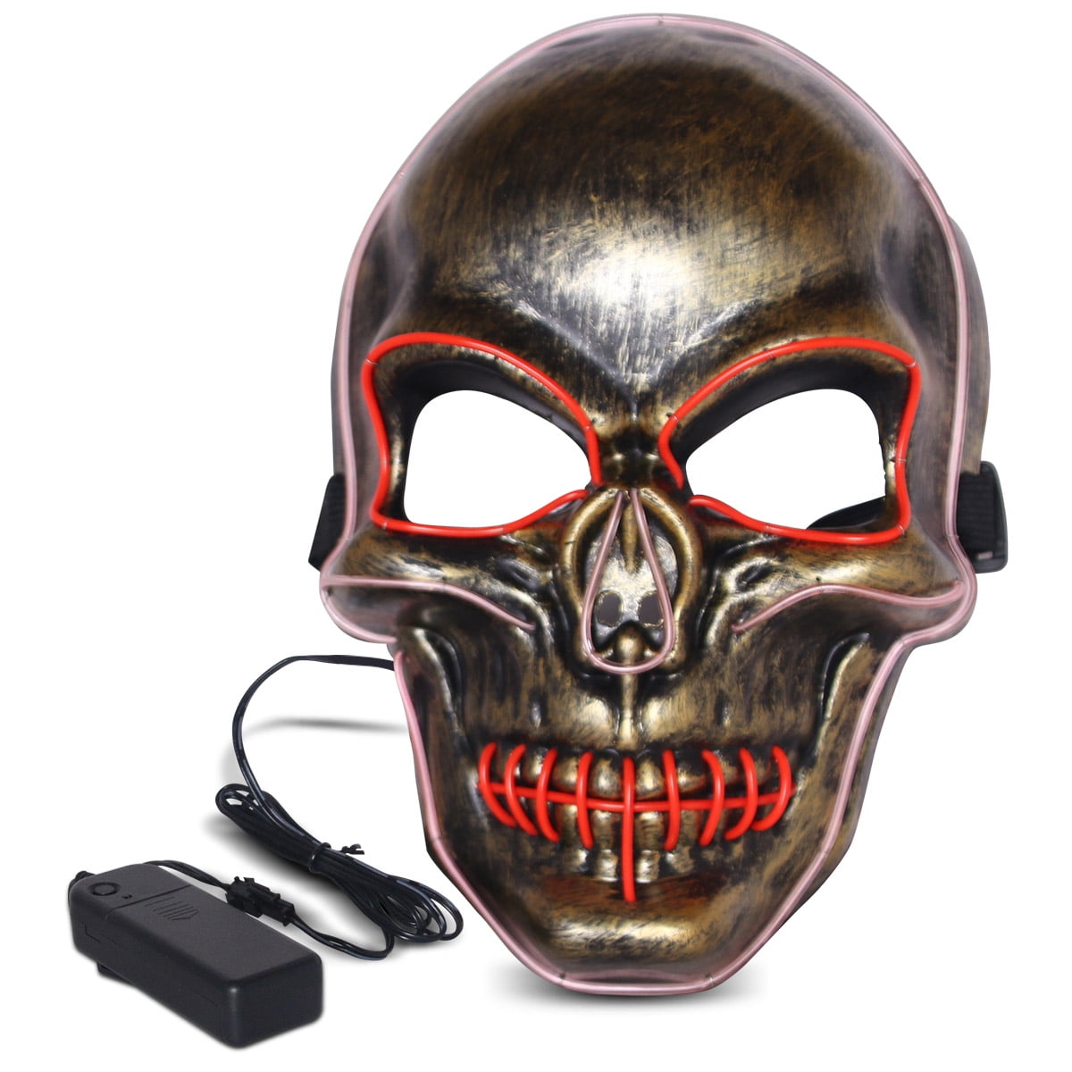 ILEBYGO LED Halloween Mask Light Up Scary Mask Purge Mask with EL Wire 3 Flashing-Modes for Halloween Festival 3 Colors 