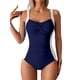 thumbnail image 1 of Traje de Baño sin Mangas con Cuello en V Empujado Acolchado con Control Abdominal, Trajes de Baño de Bikini de Tamaño Más Grande para las Vacaciones en la Piscina de la Playa, 1 of 5