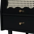 thumbnail image 5 of Prohonbec Modern Bohemian Wooden Nightstand with Rattan-Woven Flip Top and 1 Drawer for Bedroom Living Room (Black), 5 of 10