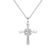 thumbnail image 1 of Collier Pendentif Suspendu en Diamant de Laboratoire pour Femmes / 2 Carats Certifié IGI Forme Ronde / Pendentif Croix Sérénité en Diamant de Laboratoire en Or Blanc 14K / Qualité FG-VS1-VS2 / Friendly Diamonds, 1 of 6