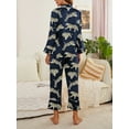 thumbnail image 2 of Jusfitsu Silk Satin Pajama Set for Women Long Sleeve Sleepwear V Neck Two Piece Pjs Soft Loungwear, 2 of 7