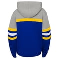 thumbnail image 3 of Youth Mitchell & Ness Royal/Heather Gray Golden State Warriors Hardwood Classics Head Coach Pullover Hoodie, 3 of 3