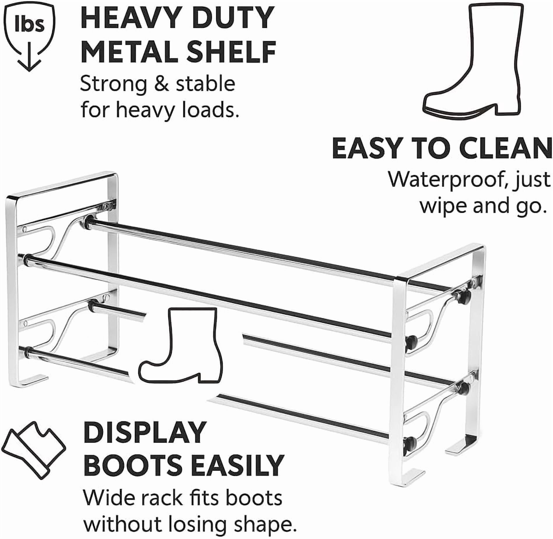 2-Tier Long Shoe Rack for Closet & Bedroom, Easy To Assemble Wide Sturdy Metal Shoe Storage Shelf, Free Standing Shoe Organizer for Entryway, Zapatera para Closet, Shoe Storage Organizer for Shoes
