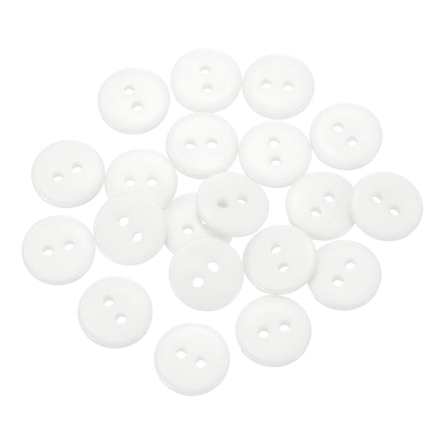 Botones de costura de resina de 20 piezas, 12.5 mm (1/2 pulgada) botones redondos de manualidades con 2 agujeros, blancos