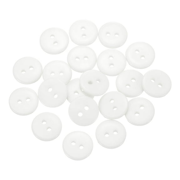 20pcs Resin Sewing Button, 12.5mm (1/2-inch) 2 Holes Round Craft Buttons, White