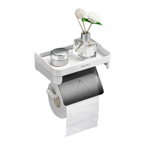 Toallero de papel con estante Toallero de papel adhesivo Soporte para rollo de papel higiénico Sin t Tomshoo Gris