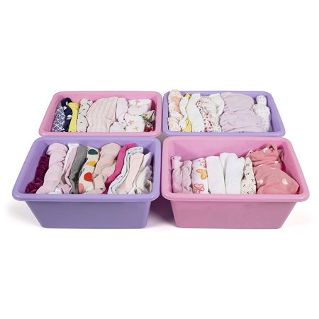 Tot Tutors Sm098 Kids Toys Small Plastic Storage Bins Pink Purple